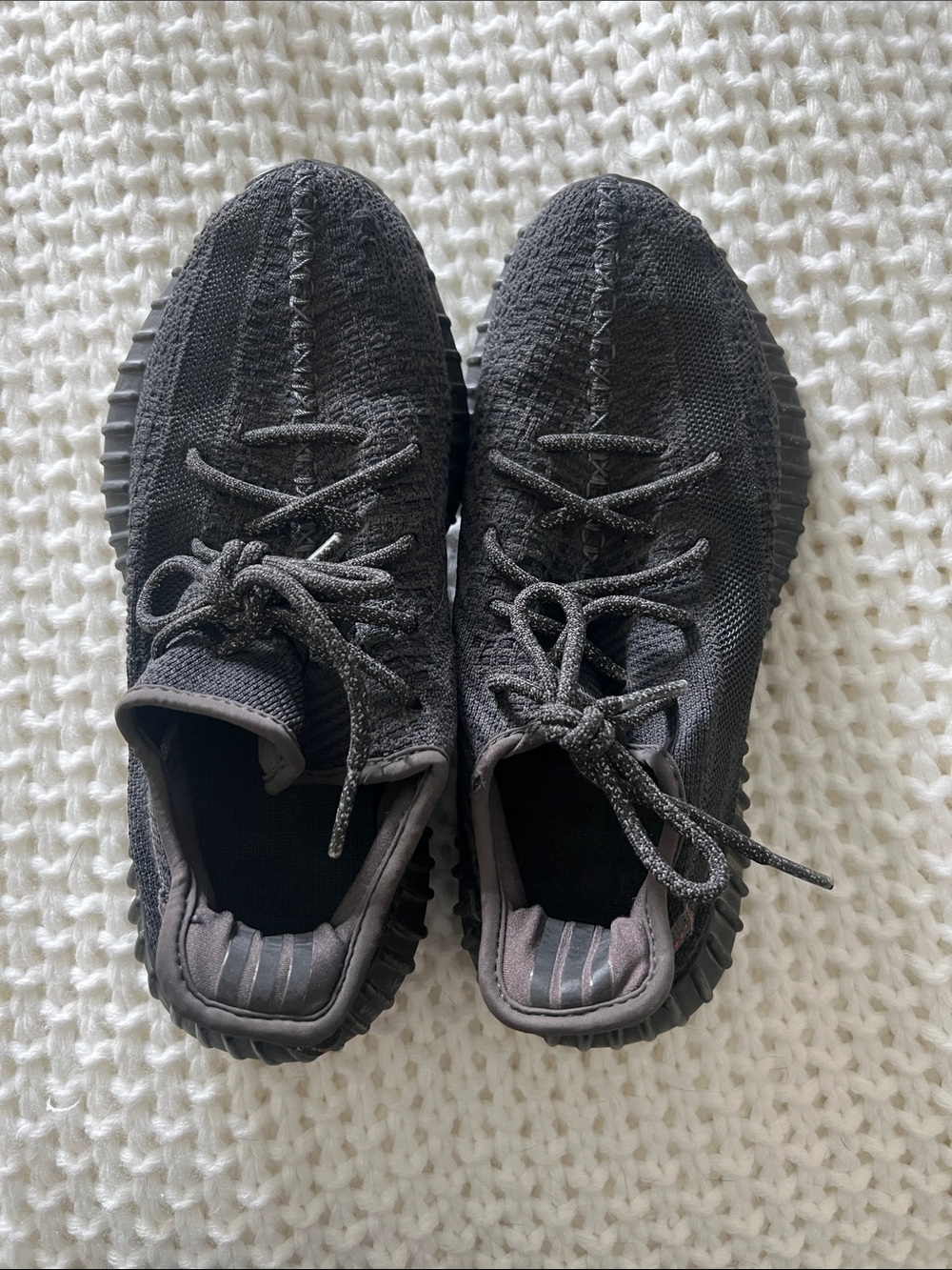adidas Women’s Yeezy Black Knit Lace-Up Sneakers